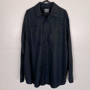 Reel Legend Men's Fishing Shirt Sz XL Black Outdoor Vented Roll Tab Long Sleeve